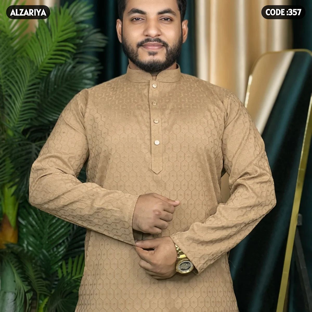 প্রিমিয়াম চায়না এমবোস ডিজাইন পাঞ্জাবী কোড - 357